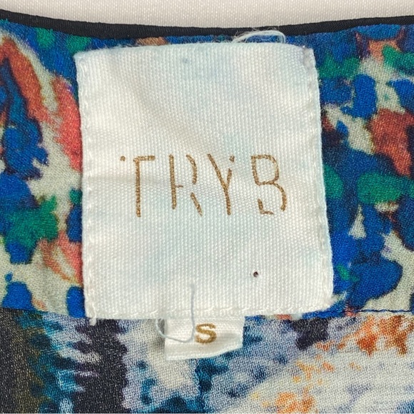 Tryb Anthropologie Womens Silk Blouse S Wearable Art Artsy‎ Boho Lagenlook Flowy - Picture 5 of 6